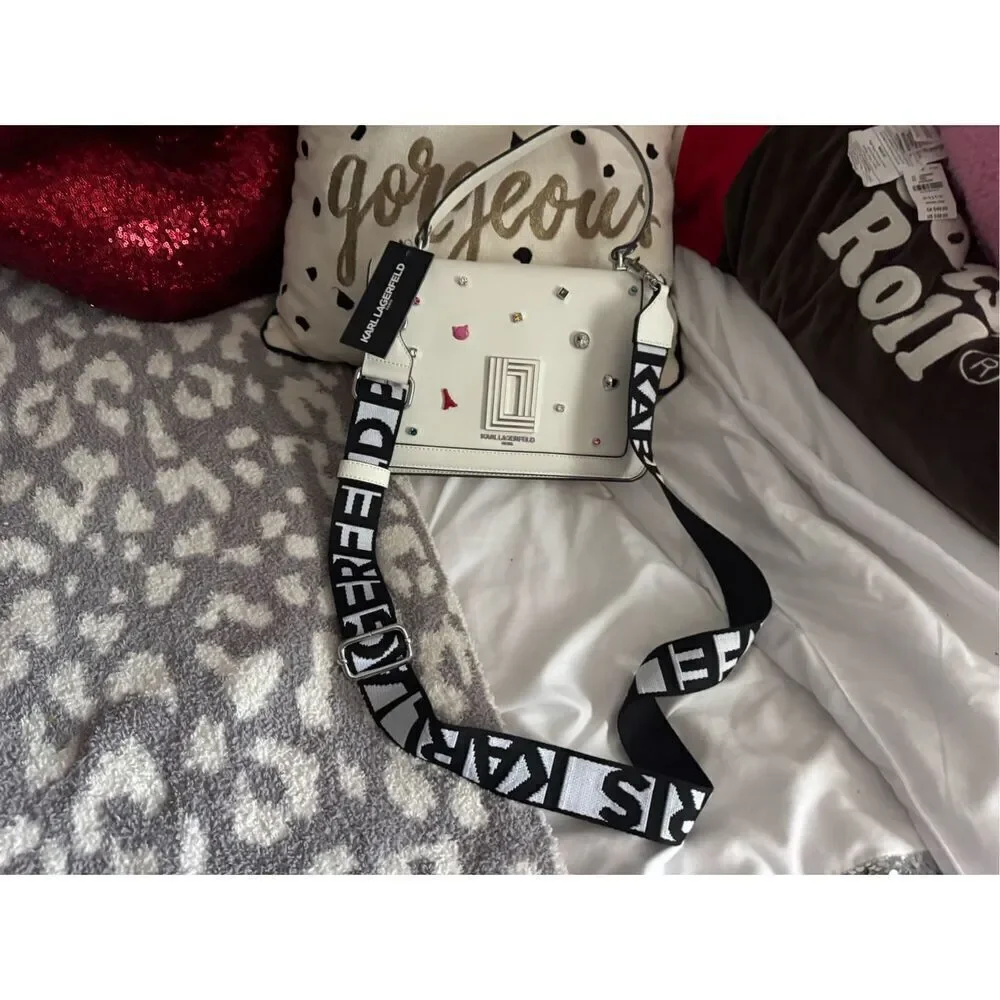Karl lagerfield maybelle white charm crossbody bag purse nwt